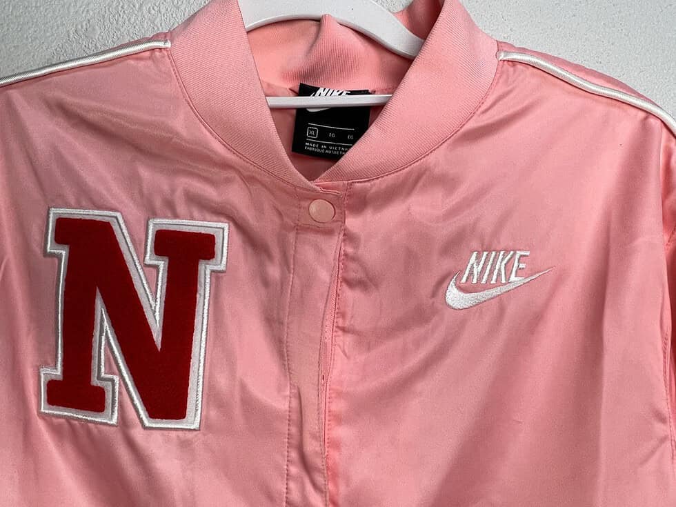 Nebraska Nike Satin Pink Jacket: Husker Chic - Image 2