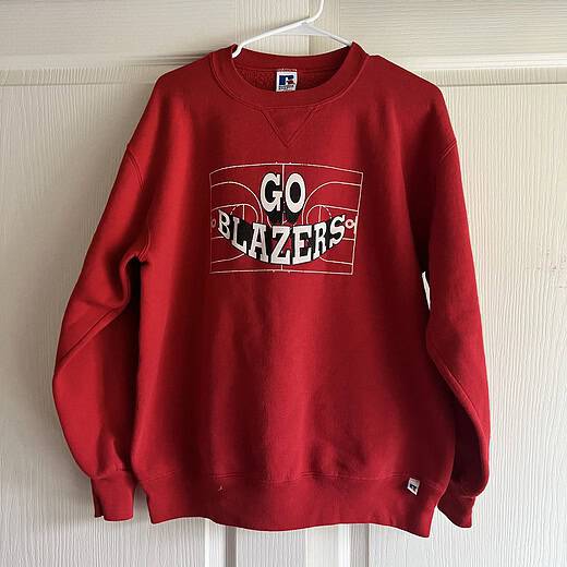 Full view of Blazers vintage red crew neck