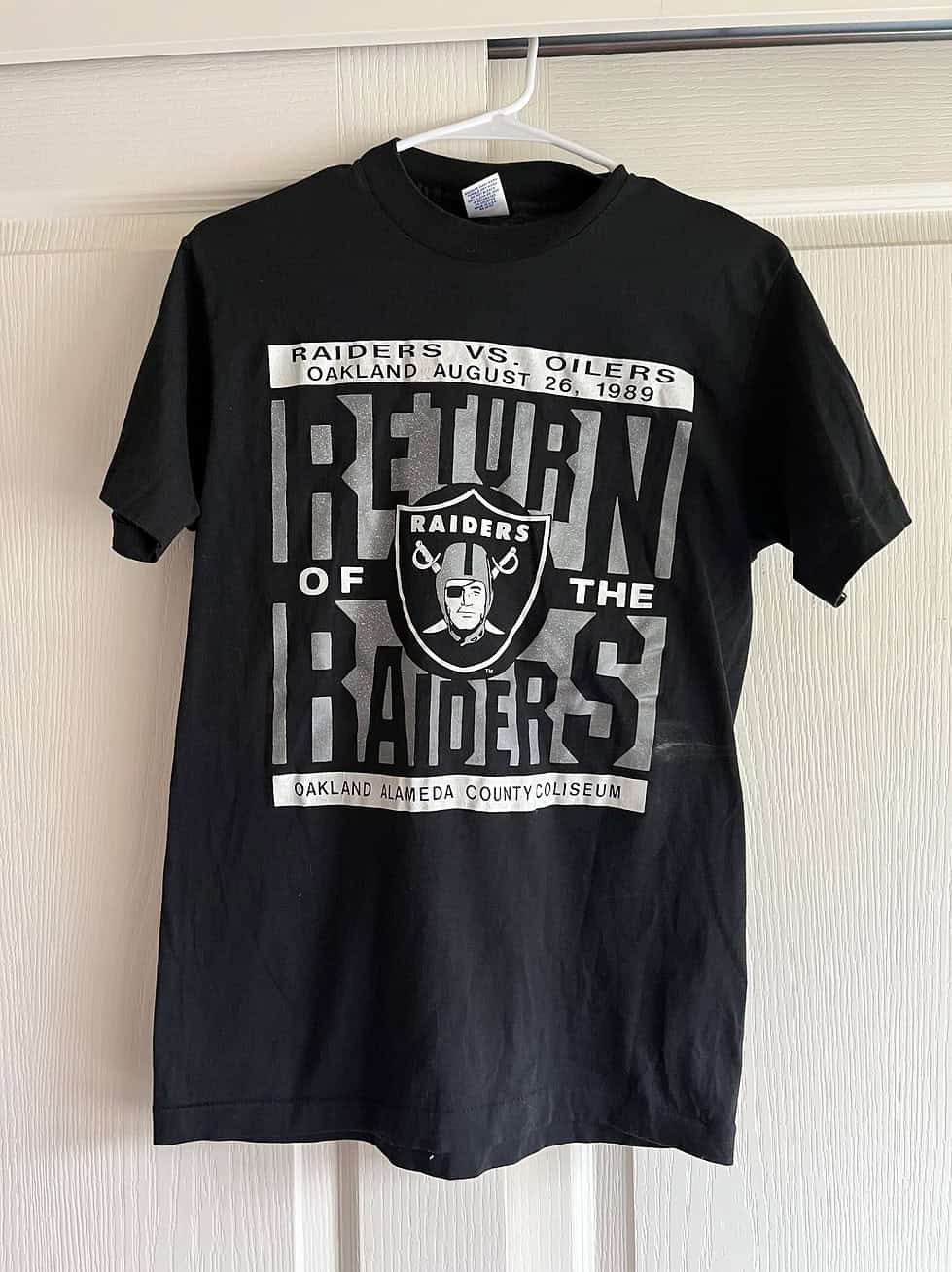 Raiders vs, Oilers 1989 tee front