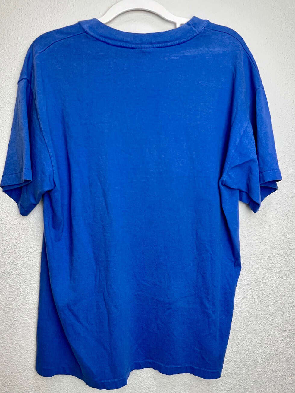 Back view of vintage Texas Rangers tee in royal blue