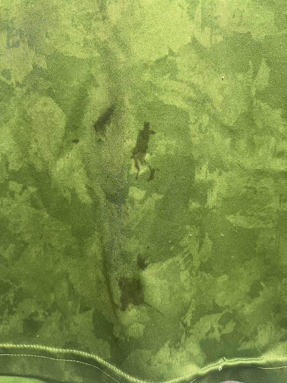 Detail of minor brown stains on the bottom of Seattle Sounders FC 2019-2020 jersey