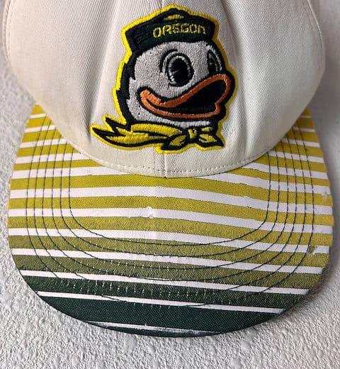 Vintage Oregon Ducks Hat with Striped Brim