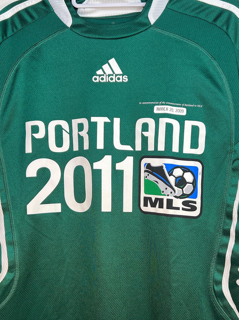 Close-up of Portland 2011 MLS graphic with Adidas logo