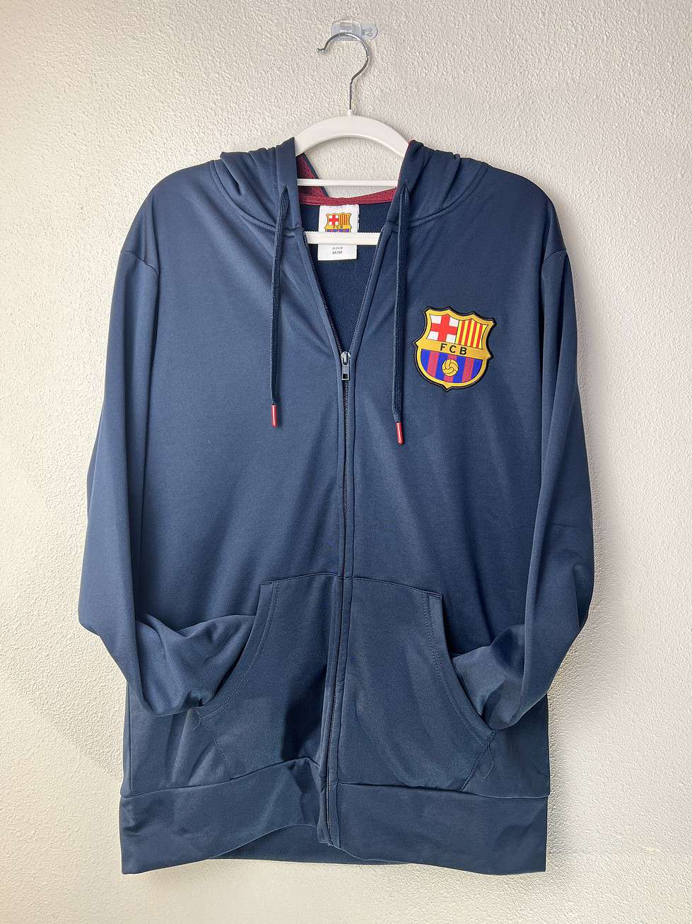 FC Barcelona Zip Hoodie (Med) Navy Retro - Image 2