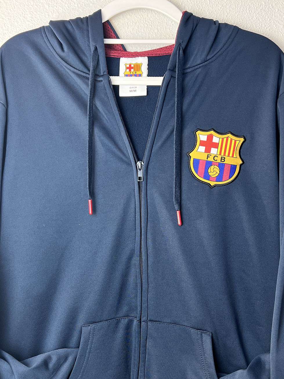 FC Barcelona Zip Hoodie (Med) Navy Retro - Image 3