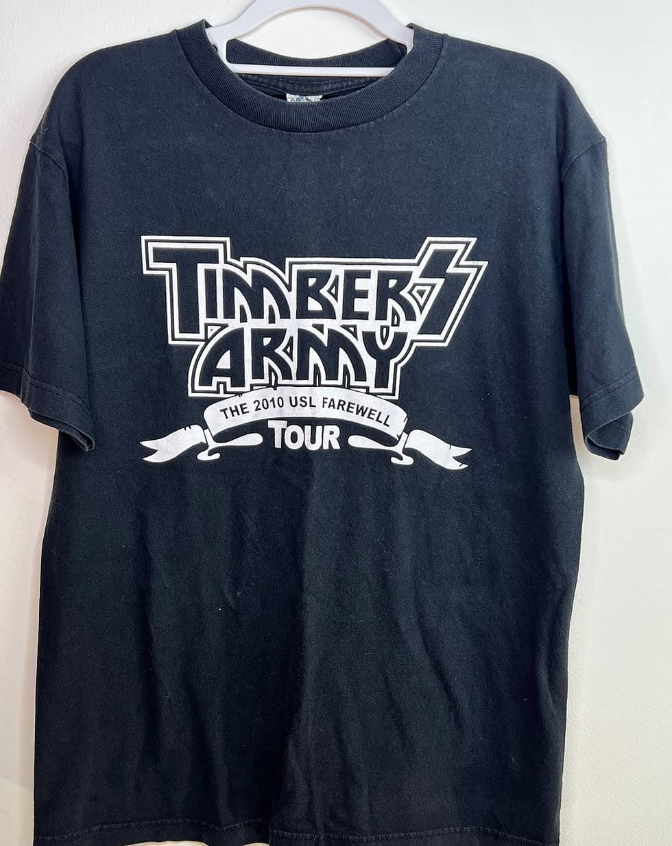 Front of Timbers Army 2010 USL Farewell Tour tee with tour-inspired graphic