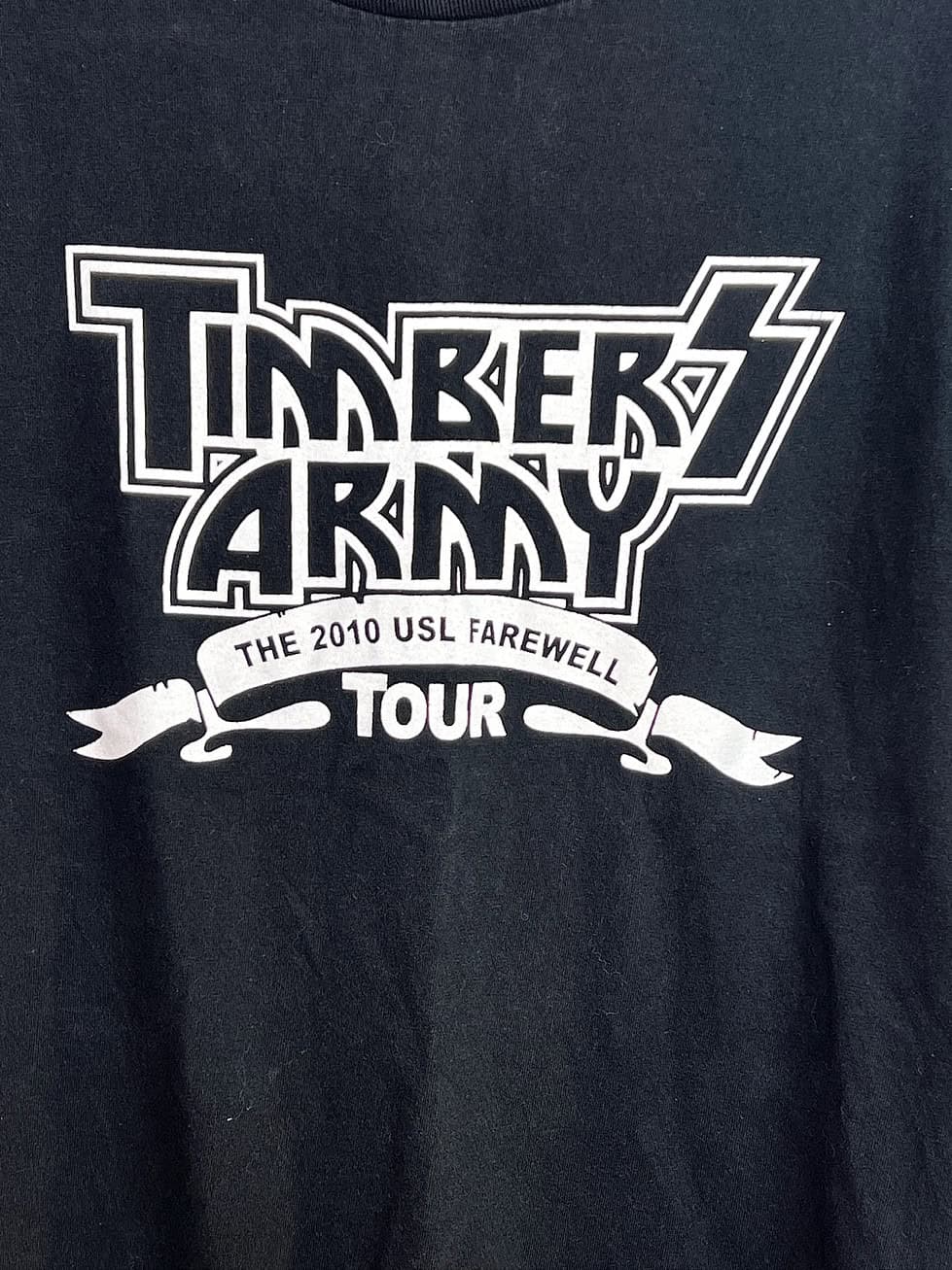 Close-up of Timbers Army logo and “USL Farewell Tour” text