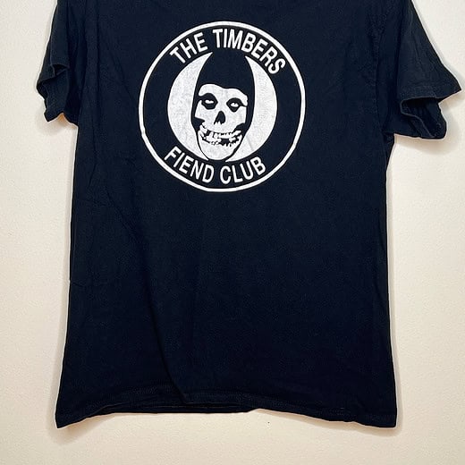 Black t-shirt with The Timbers Fiend Club graphic