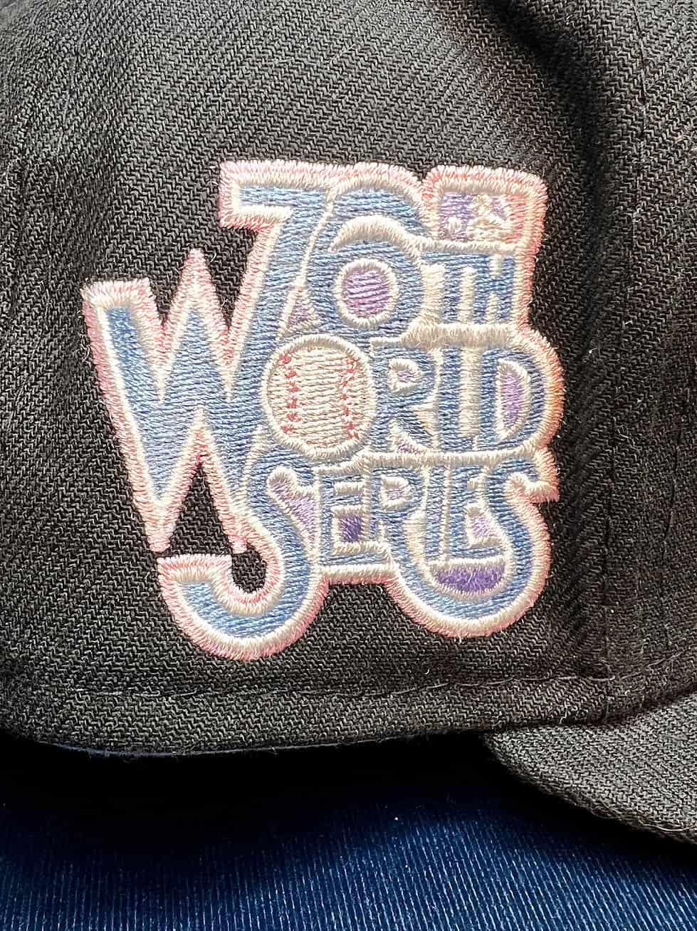 Side view showing 76th World Series patch