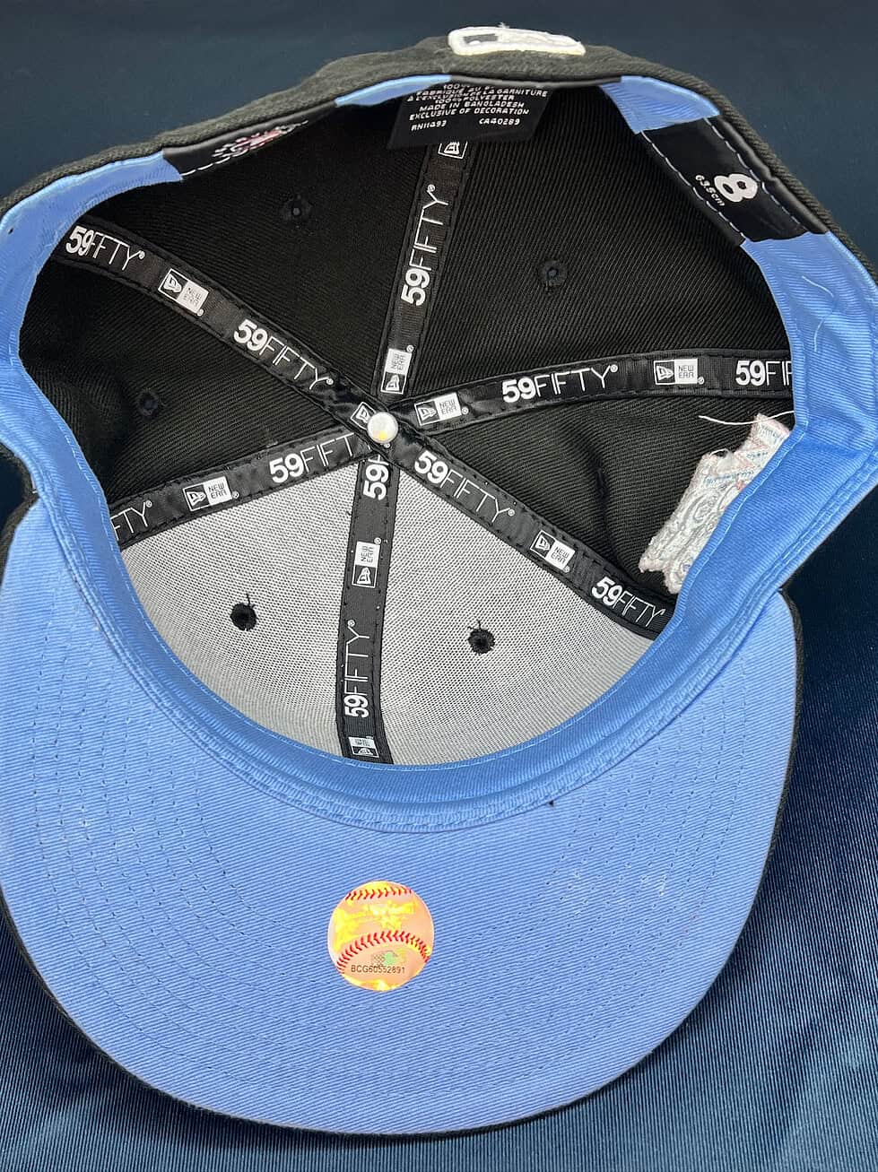 Inside view of New Era fitted hat with MLB hologram sticker