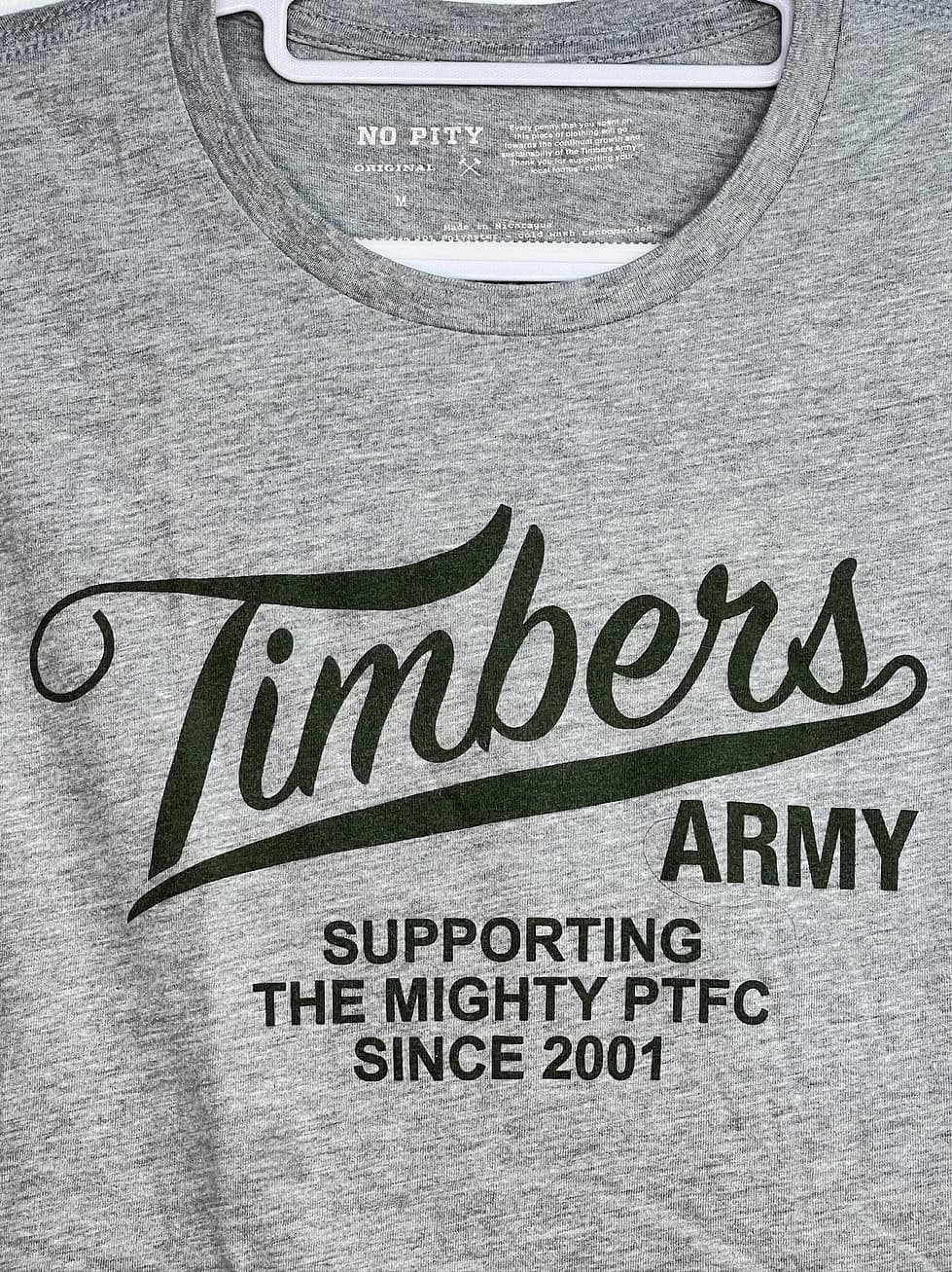 Close-up of Timbers Army No Pity graphic