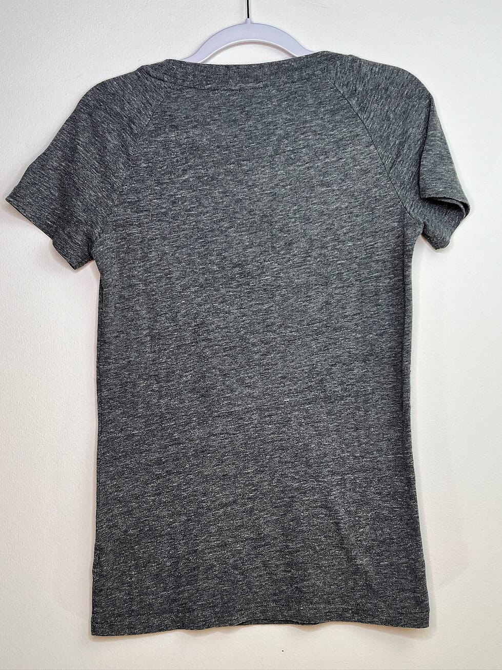 Back view of gray Timbers v-neck t-shirt