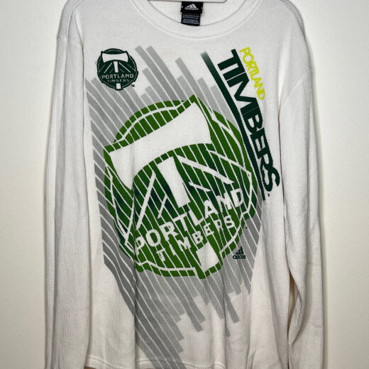 Timbers long-sleeve shirt with angled log and diagonal green stripes