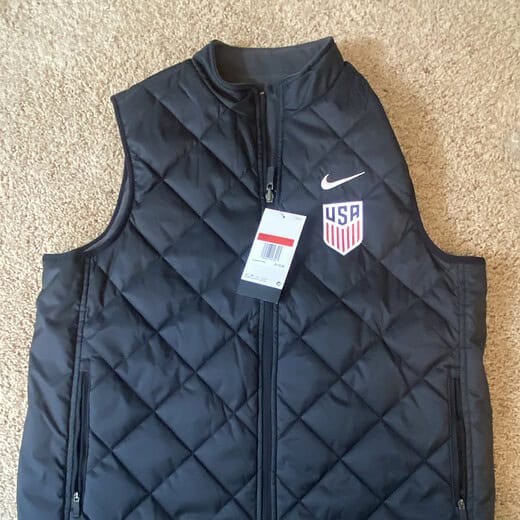 Womens Nike Reversible USA Soccer Vest Synthetic Fill Size L Black & Gray Quilted Design