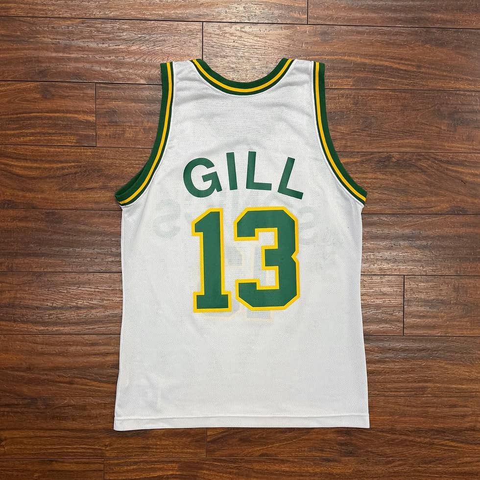 Champion 90's Sonics Autographed Kendall Gill Jersey Sz M - Image 5