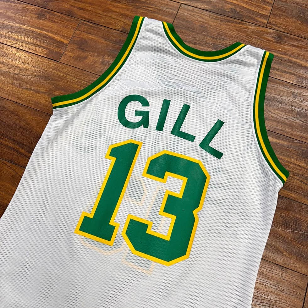 Champion 90's Sonics Autographed Kendall Gill Jersey Sz M - Image 6