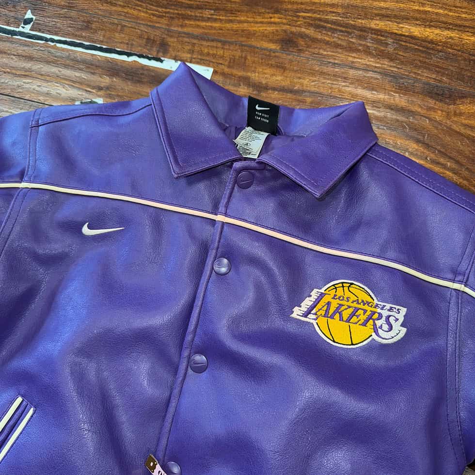 Nike 00's Los Angeles Lakers Leather Jacket Youth S - Image 2