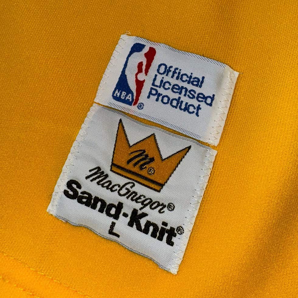 Sand knit 80’s Los Angels Lakers Magic Johnson Jersey Sz L - Image 3