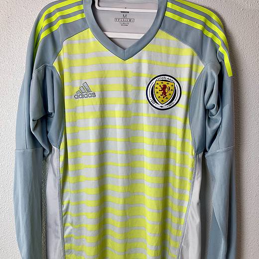 Front view of Scotland National Team goalkeeper jersey by Adidas.