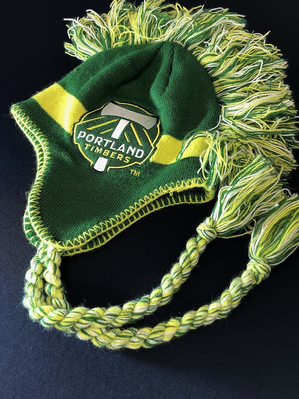 Portland Timbers Peruvian Beanie – Green & Yellow - Image 2