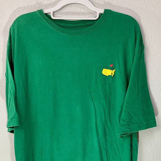 Full front view of 2016 Augusta National Masters green t-shirt, size large