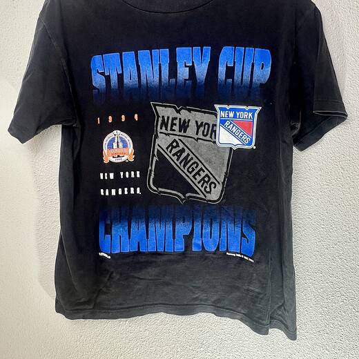 Vintage 1994 New York Rangers Stanley Cup Champions t-shirt by Nutmeg, black with blue fade graphics