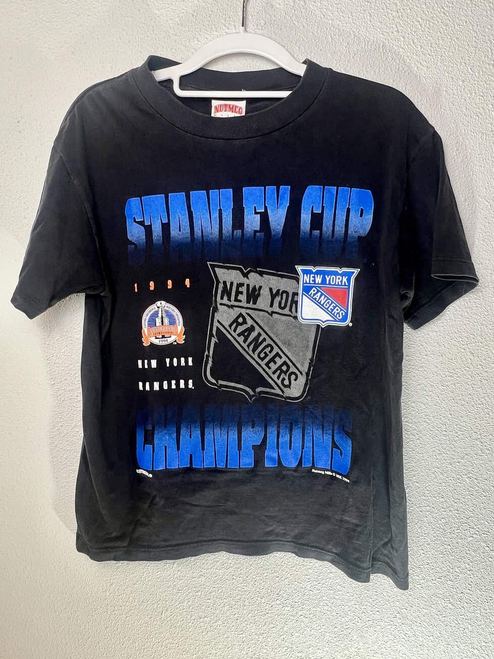 Vintage 1994 New York Rangers Stanley Cup Champions t-shirt by Nutmeg, black with blue fade graphics