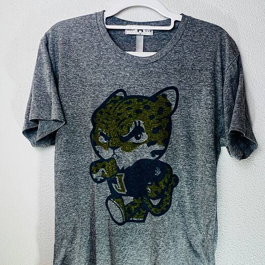 Gray Jacksonville Jaguars “Prowlin’ Cub” tee by Varick Rosete featuring custom jaguar mascot design