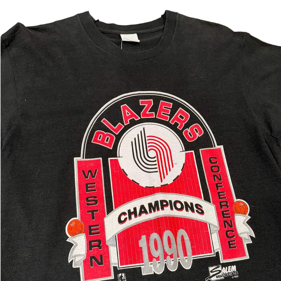 Salem Sportswear 1990 Portland Trail Blazers PinWheel WCC Tee Sz L - Image 2