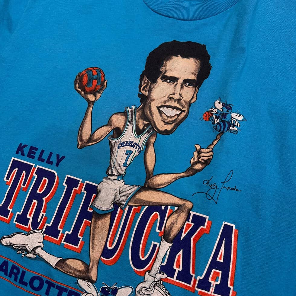 Salem Sportswear 90’s Charlotte Hornets Kelly Tripucka Tee Sz XL - Image 4