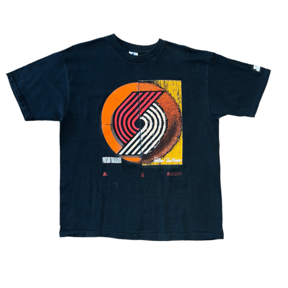 Starter Pinwheel Portland Trail Blazers Ball Court Tee Sz L