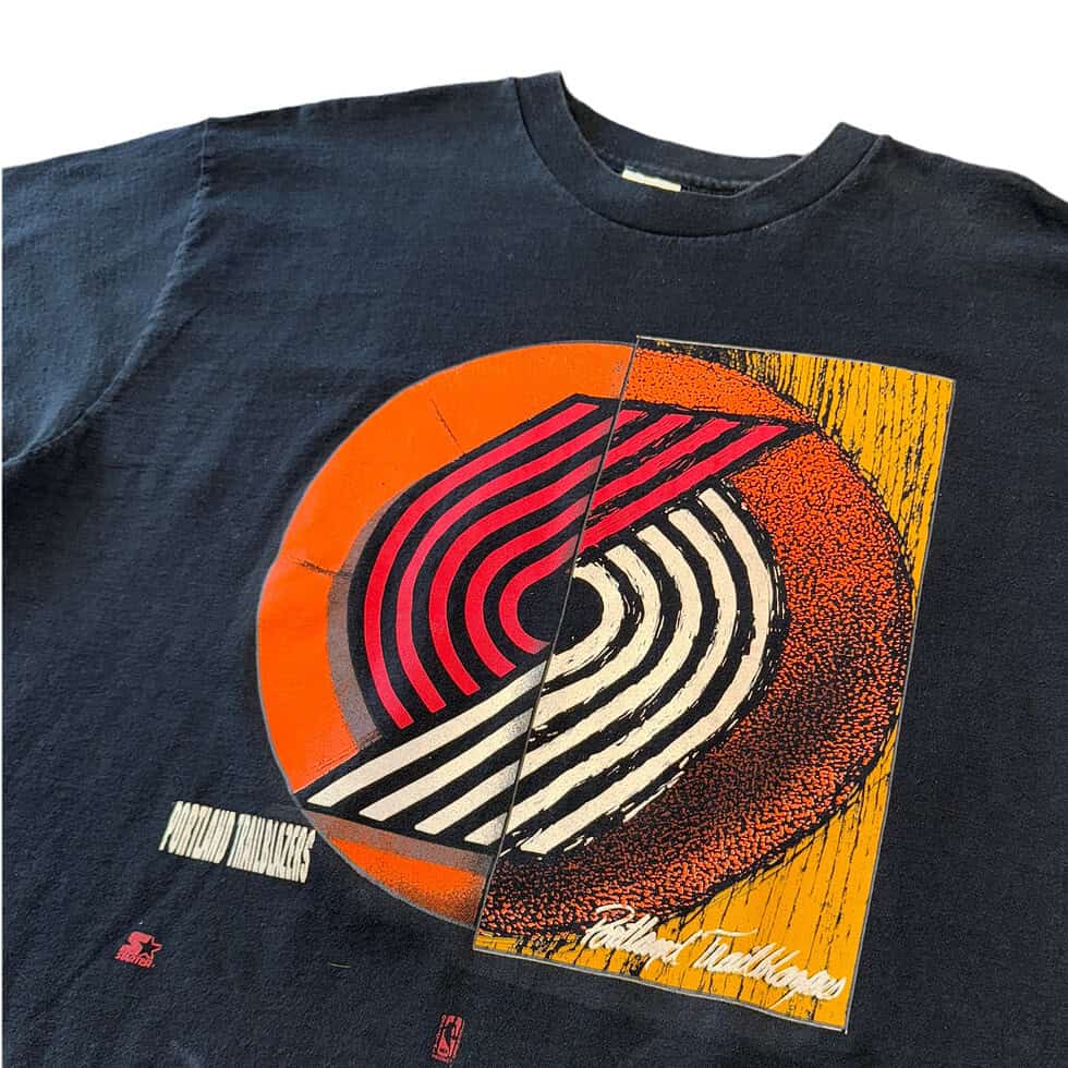 Starter Pinwheel Portland Trail Blazers Ball Court Tee Sz L - Image 2