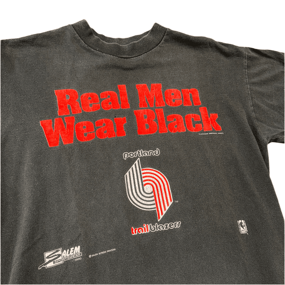 Salem Sportswear Portland Trail Blazers Wear Black Tee Sz L - Image 2