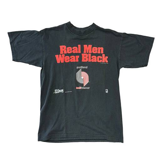 Salem Sportswear Portland Trail Blazers Wear Black Tee Sz L