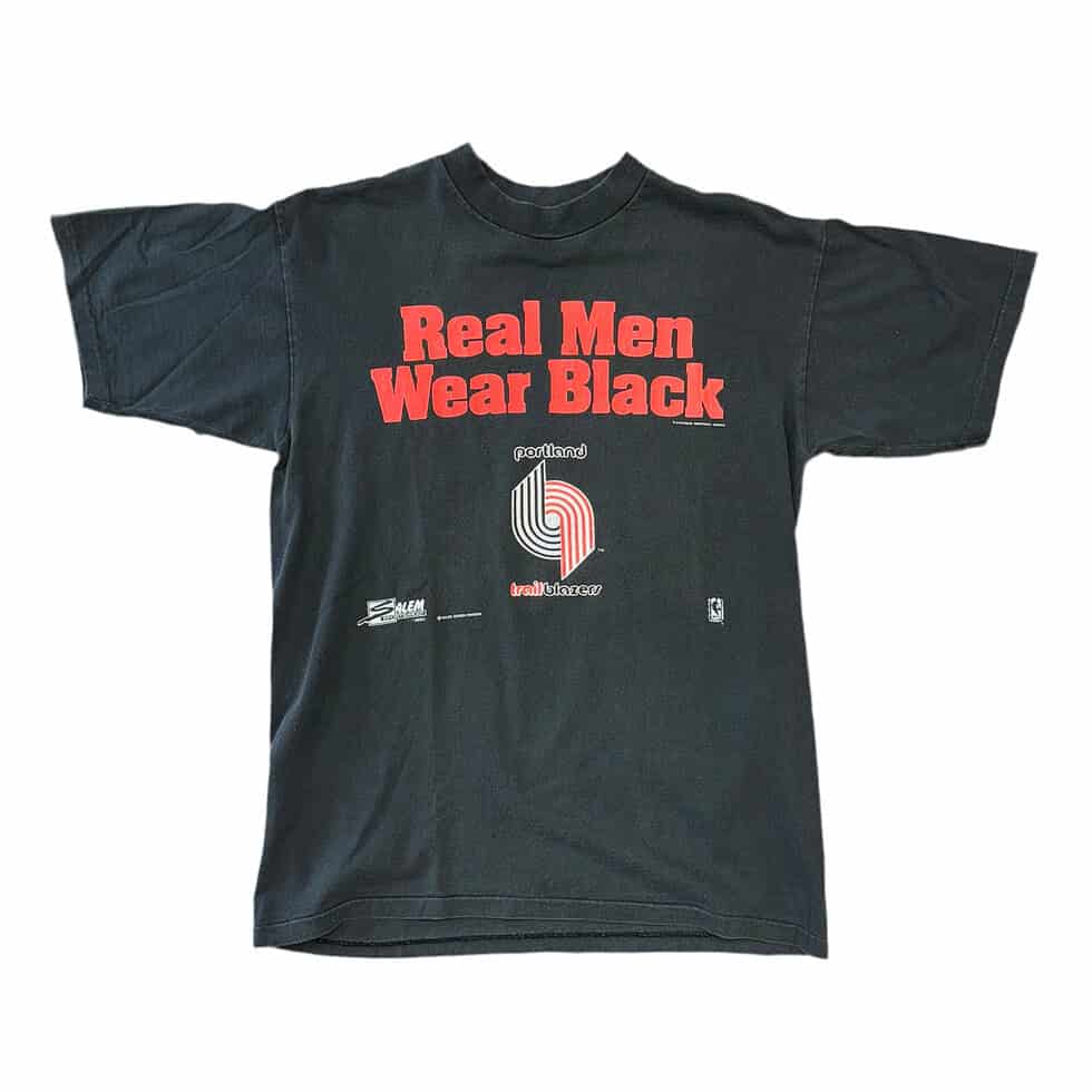 Salem Sportswear Portland Trail Blazers Wear Black Tee Sz L