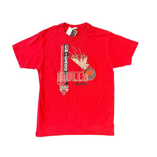Champion Late 80's Chicago Bulls Puff Print Hoop Tee Sz L