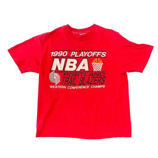 1990 Red Portland Trail Blazers WCC Tee Sz L
