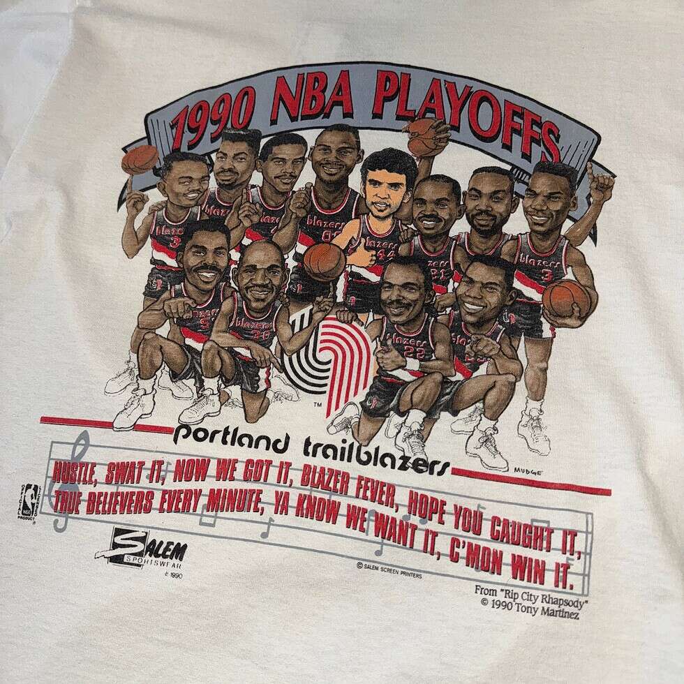 Salem Sportswear 90's Portland Trail Blazers Caricature Tee Sz L - Image 3