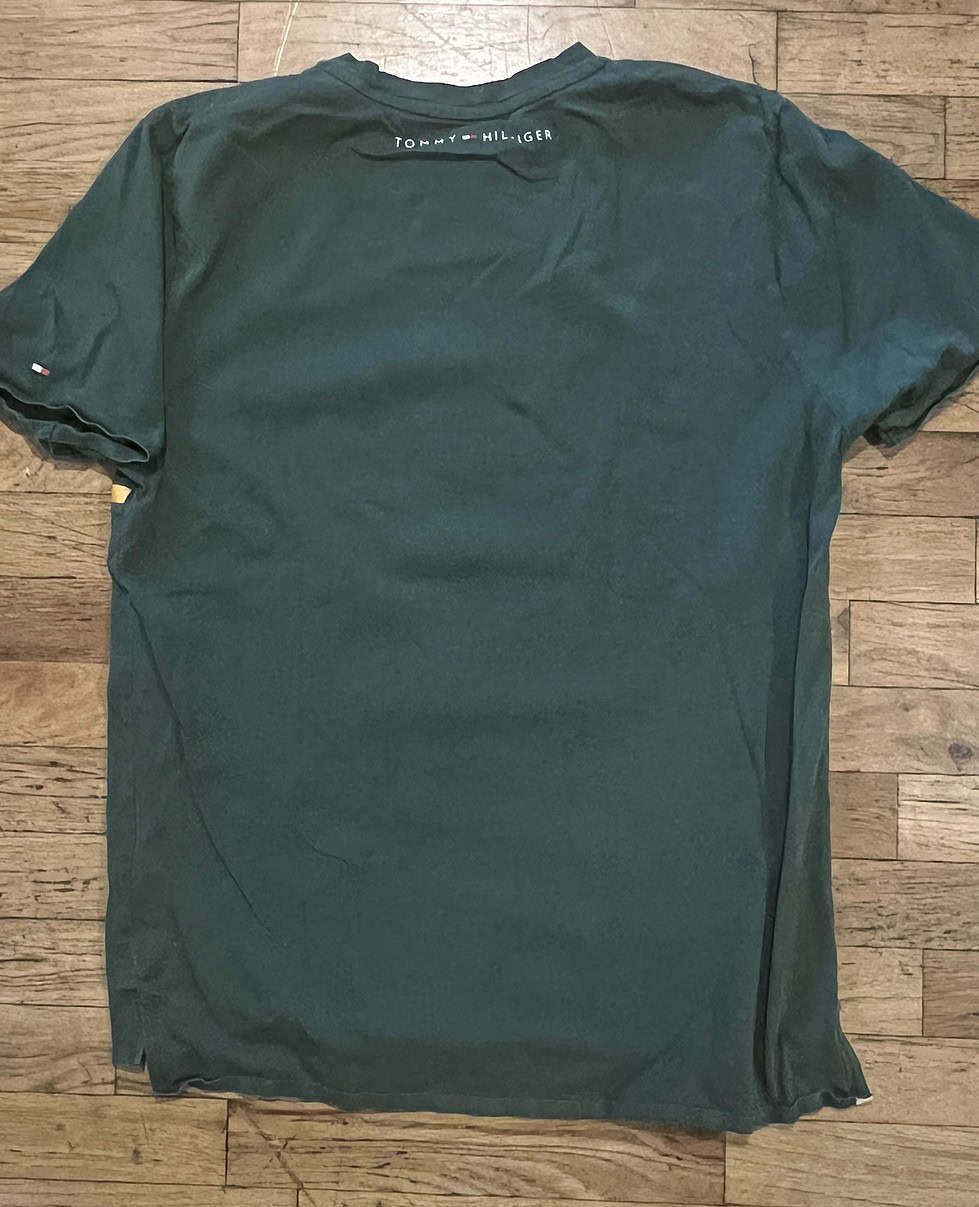 Back view of Tommy Hilfiger Packers shirt showing minimal design with Tommy logo at collar
