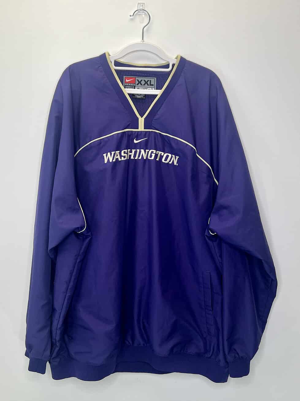 Front of Nike UW Huskies team-issued pullover windbreaker, size 2XL