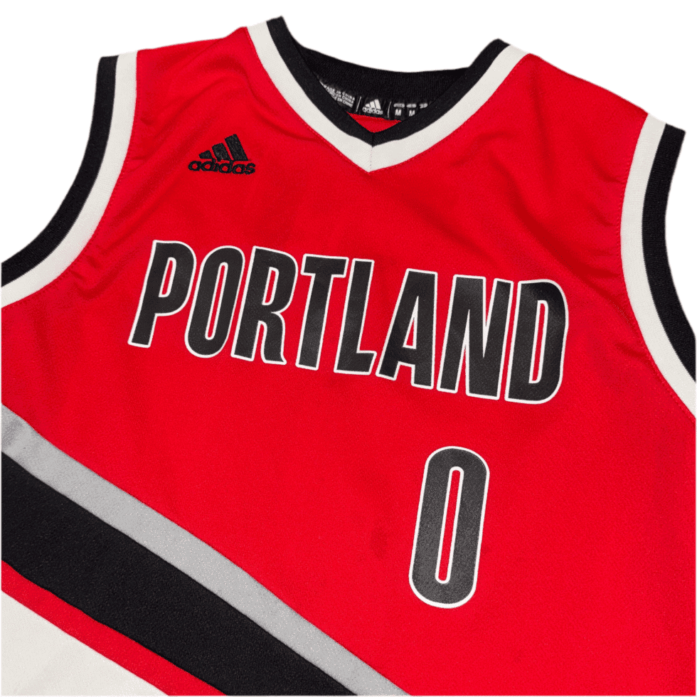 Adidas Red Portland Trail Blazers Dame Jersey Sz YM - Image 3