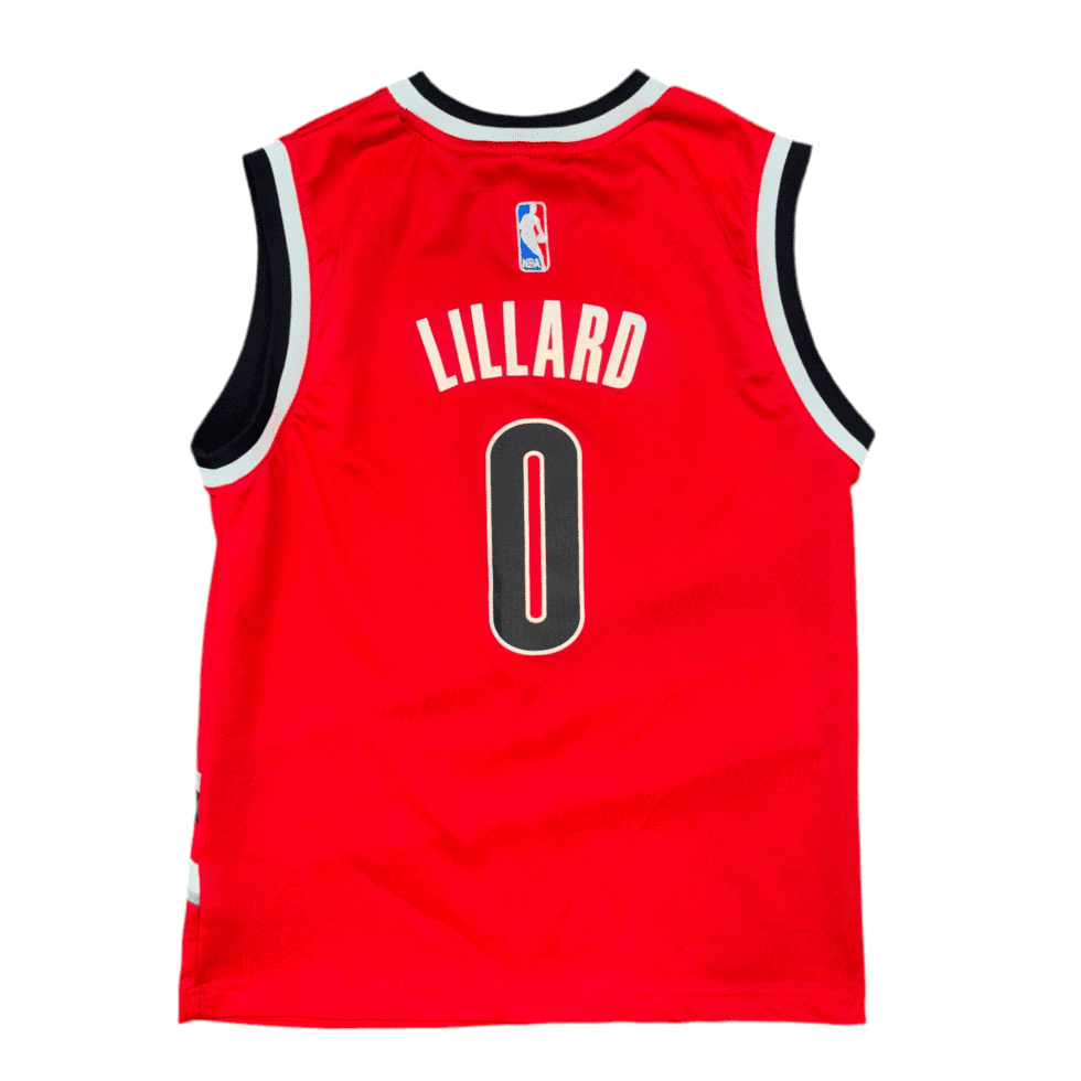 Adidas Red Portland Trail Blazers Dame Jersey Sz YM - Image 2