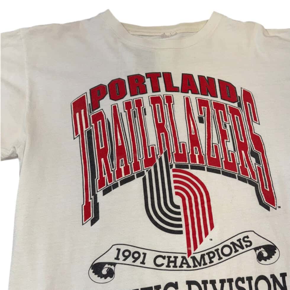 Portland Trail Blazers Puff Print 1991 Pacific Division Tee Sz XL - Image 3