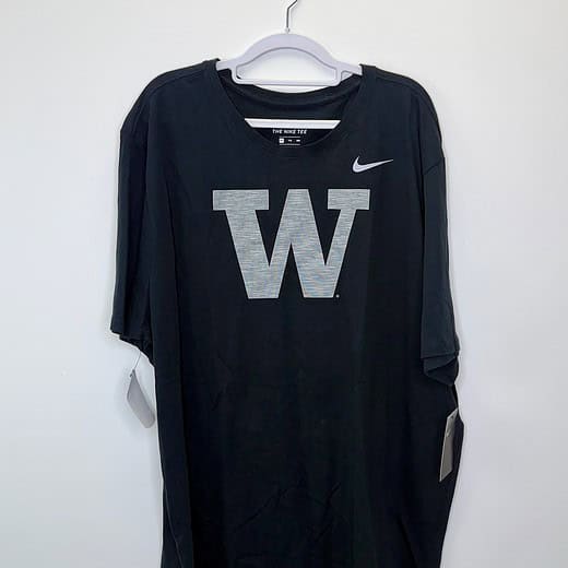 Washington Huskies Black “W” Nike Tee (2XL, NWT)