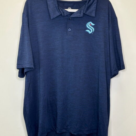 Navy Seattle Kraken Fanatics polo shirt in size XL with embroidered logo